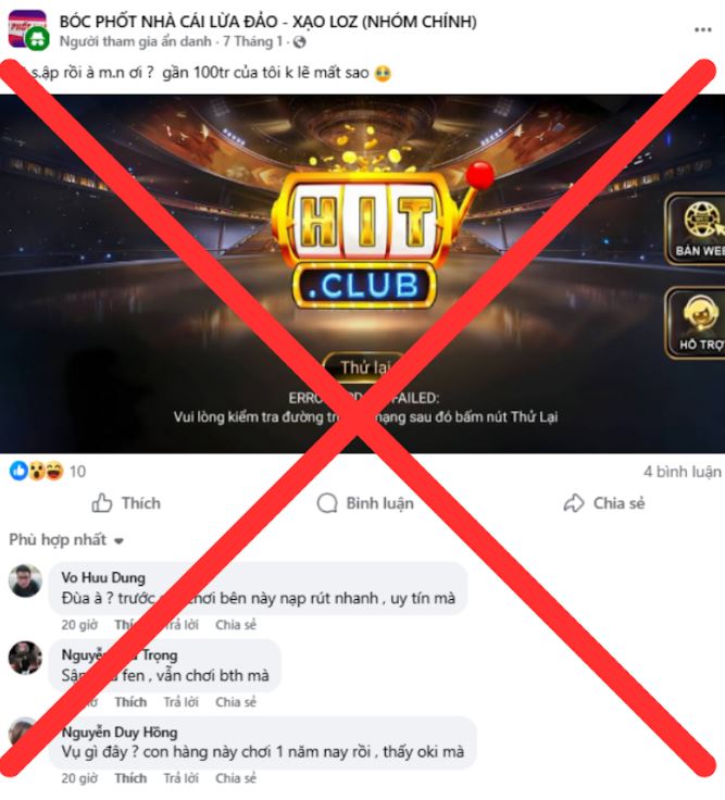 Hitclub bị bài viết ẩn danh kêu sập trang và quịt tiền Hitclub bị bài viết ẩn danh kêu sập trang và quịt tiền